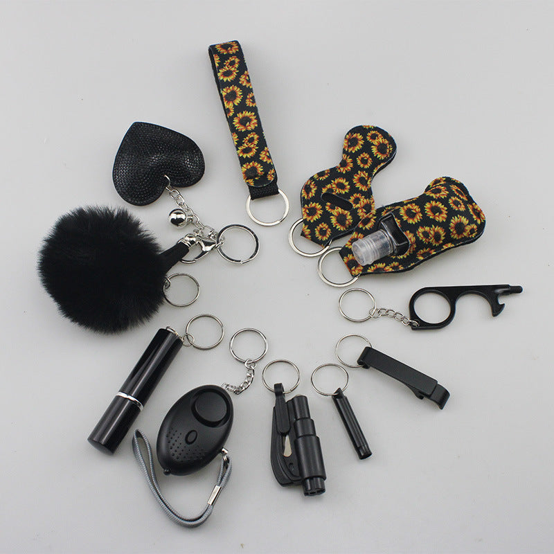 Wholesale Rhinestone Love Lipstick Set Bottle Opener Hair Ball Whistle Keychain Set